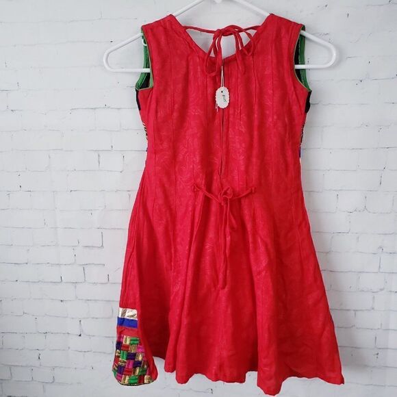 Varsha India Mart Girls Dress Size 26cm 5 / 6 Red Embroidered Lined - Picture 4 of 12